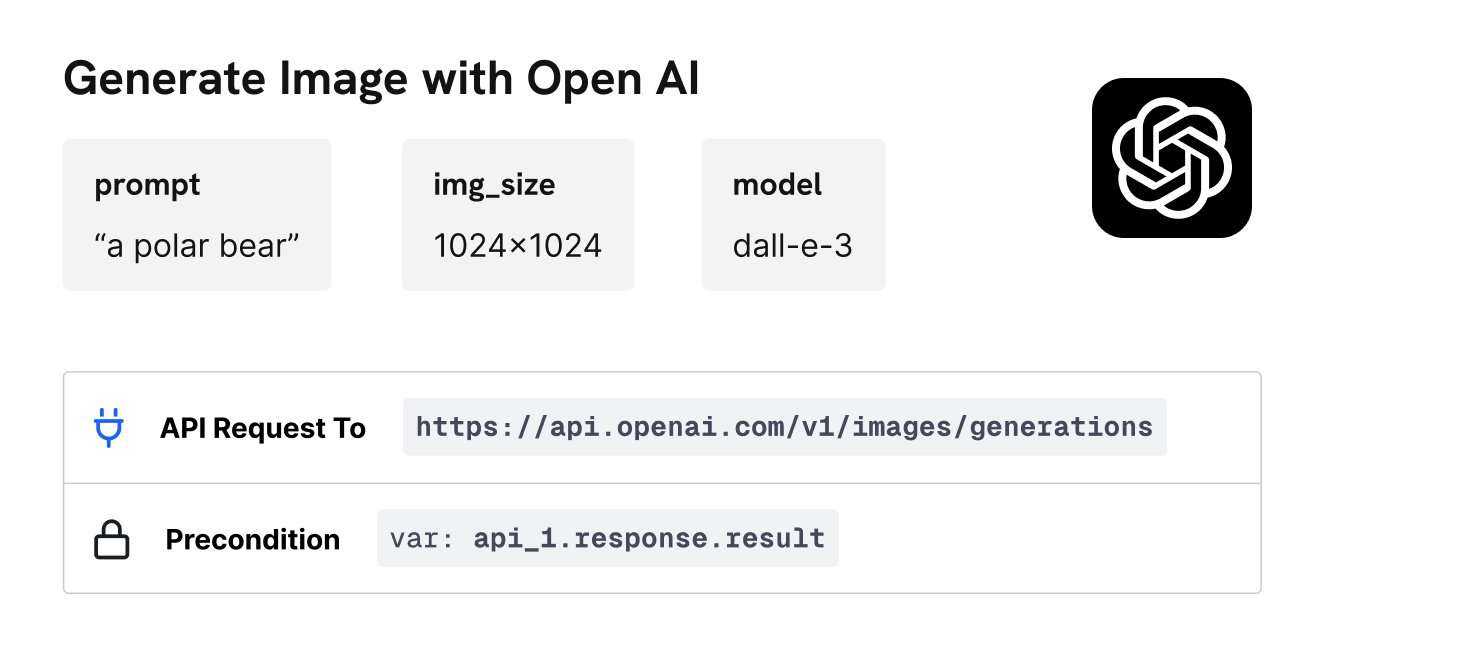 Xano function stack example for an OpenAI request