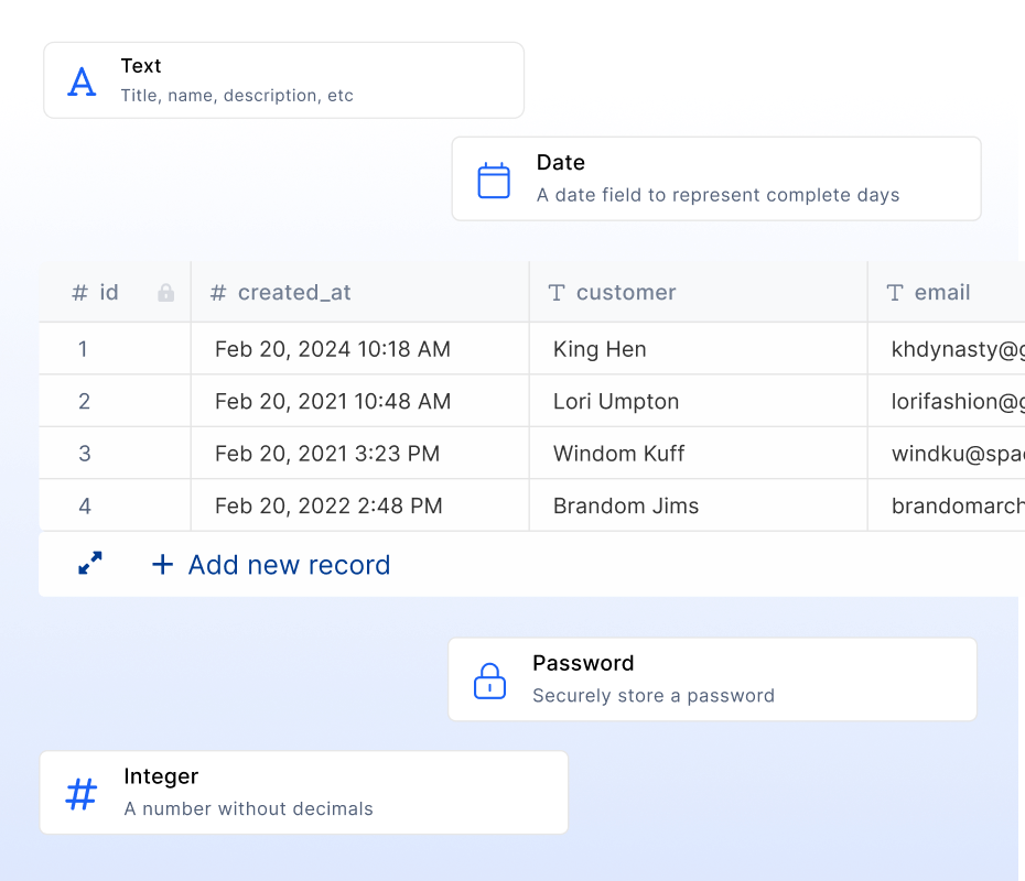 Build your database in Xano