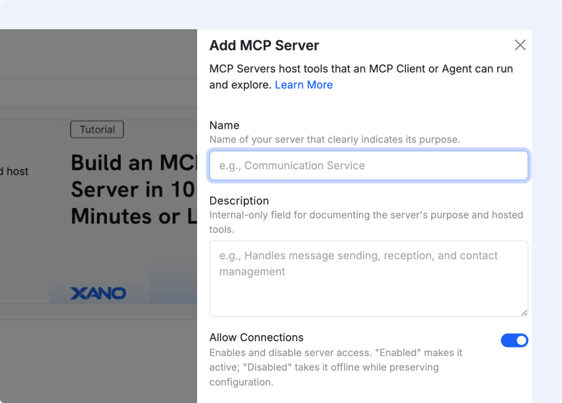 MCP Builder - Create Hosted MCP Servers for AI Agents Visually | Xano