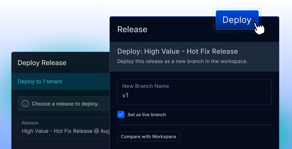 Deploy a version-controlled release to a workspace branch