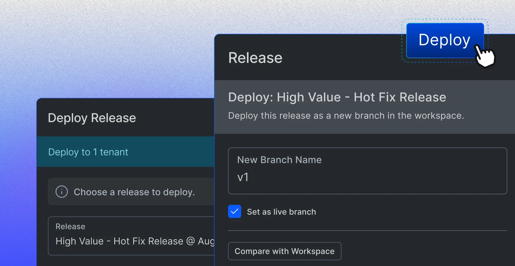 Deploy a release to tenants from the workspace